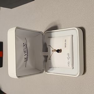 LE VIEUX BEAUTIFUL 10KT YELLOW GOLD SAPPHIRE PENDANT WITH DIAMOND ACCENT 18"